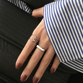 Foxanry Минималистичен сребърен цвят Пръстени за пръсти Чар Жени Момиче Тайландски сребърни бижута Нова мода Кръст Twining Ръчно изработен пръстен