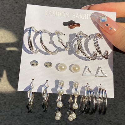 Set de cercei cu cerc din rășină acrilică punk leopard pentru femei, la modă, auriu, argintiu, cercei cerc de perle, cadouri, bijuterii