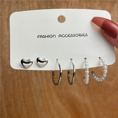 Set de cercei cu cerc din rășină acrilică punk leopard pentru femei, la modă, auriu, argintiu, cercei cerc de perle, cadouri, bijuterii