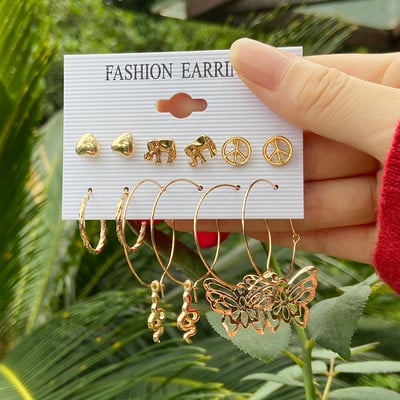 Set de cercei cu cerc din rășină acrilică punk leopard pentru femei, la modă, auriu, argintiu, cercei cerc de perle, cadouri, bijuterii