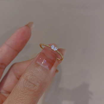 Korea Fashion Weave Crystal Heart Сладки сватбени пръстени за жени Златен годежен женски пръстен Подарък Jewerly Anillos Mujer