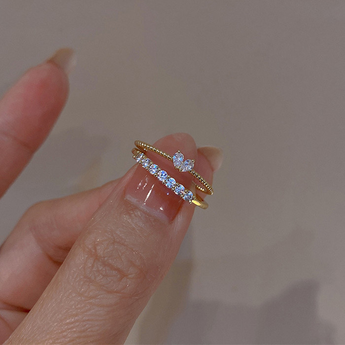 Coreea de modă țesătură inimă de cristal drăguț inele de nuntă pentru femei de culoare aurie inel de logodnă pentru femeie cadou bijuterii Anillos Mujer