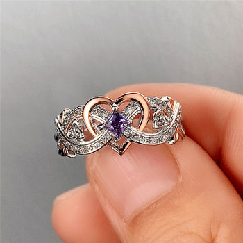 Творчески дамски сърце пръстени Huitan с романтичен дизайн на розови цветя Сватбени годежни любовни пръстени Горещи разпродажби Естетични бижута