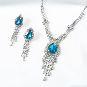 Μόδα πολύχρωμα Drop Crystal γυναικεία κολιέ σκουλαρίκια Δαχτυλίδι Σετ κοσμήματα Επετειακό νυφικό αρραβώνα και δώρα γενεθλίων