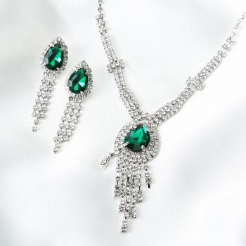 Μόδα πολύχρωμα Drop Crystal γυναικεία κολιέ σκουλαρίκια Δαχτυλίδι Σετ κοσμήματα Επετειακό νυφικό αρραβώνα και δώρα γενεθλίων