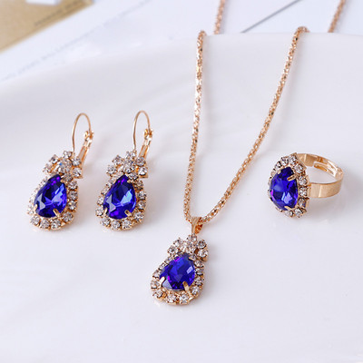 Madingi daugiaspalviai krištoliniai moteriški karoliai, auskarai, žiedai, papuošalų rinkinys, jubiliejaus sužadėtuvių ir gimtadienio dovanos