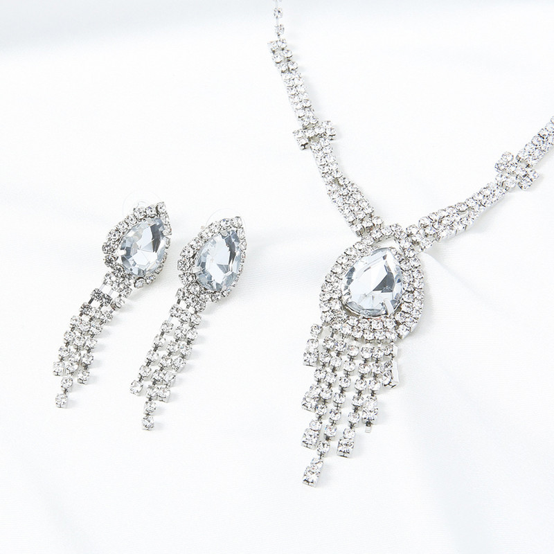 Modna višebojna kristalna ženska ogrlica, naušnice, prsten, komplet nakita, godišnjica, vjenčani pokloni za zaruke i rođendan