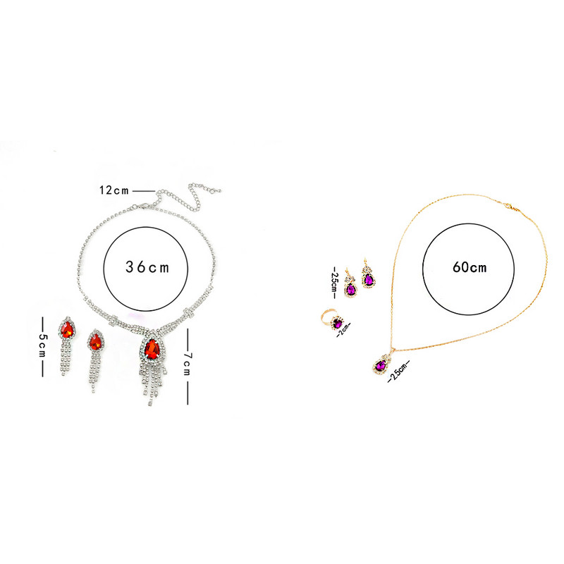 Modna višebojna kristalna ženska ogrlica, naušnice, prsten, komplet nakita, godišnjica, vjenčani pokloni za zaruke i rođendan