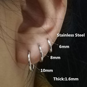 6 buc/lot Cercei mici cu cerc de metal, din oțel inoxidabil, pentru femei, fete, piercing, bijuterii, geometrice, rotunde, helix ureche