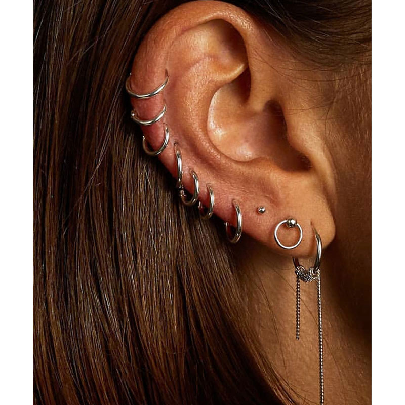 6 buc/lot Cercei mici cu cerc de metal, din oțel inoxidabil, pentru femei, fete, piercing, bijuterii, geometrice, rotunde, helix ureche