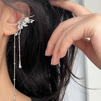 Angel Wings Liquid Metal Butterfly Tassel Ear Cuff Non Piercing Σκουλαρίκια 2022 Μοντέρνα Punk Σχέδιο Γυναικεία κοσμήματα με μακρύ κλιπ αυτιού