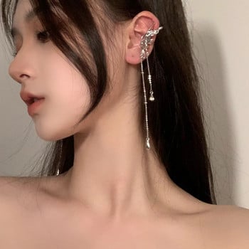 Angel Wings Liquid Metal Butterfly Tassel Ear Cuff Non Piercing Σκουλαρίκια 2022 Μοντέρνα Punk Σχέδιο Γυναικεία κοσμήματα με μακρύ κλιπ αυτιού