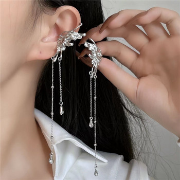 Angel Wings Liquid Metal Butterfly Tassel Ear Cuff Non Piercing Σκουλαρίκια 2022 Μοντέρνα Punk Σχέδιο Γυναικεία κοσμήματα με μακρύ κλιπ αυτιού