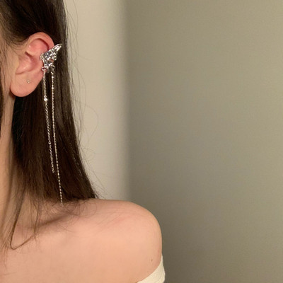 Angel Wings folyékony fém pillangó bojt fülmandzsetta, nem szúrós fülbevaló 2022 divatos punk design női hosszú fülcsipesz ékszer