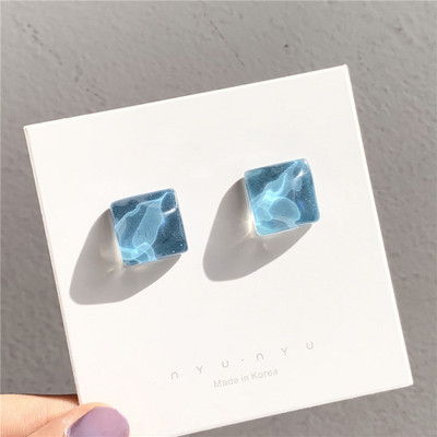 Dincior Exquisite Crystal, διαφανής γεωμετρία, σκουλαρίκια σταγόνας τετράγωνα σκουλαρίκια Ins Girl Νέο