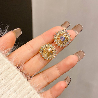 Dincior Exquisite Crystal, διαφανής γεωμετρία, σκουλαρίκια σταγόνας τετράγωνα σκουλαρίκια Ins Girl Νέο