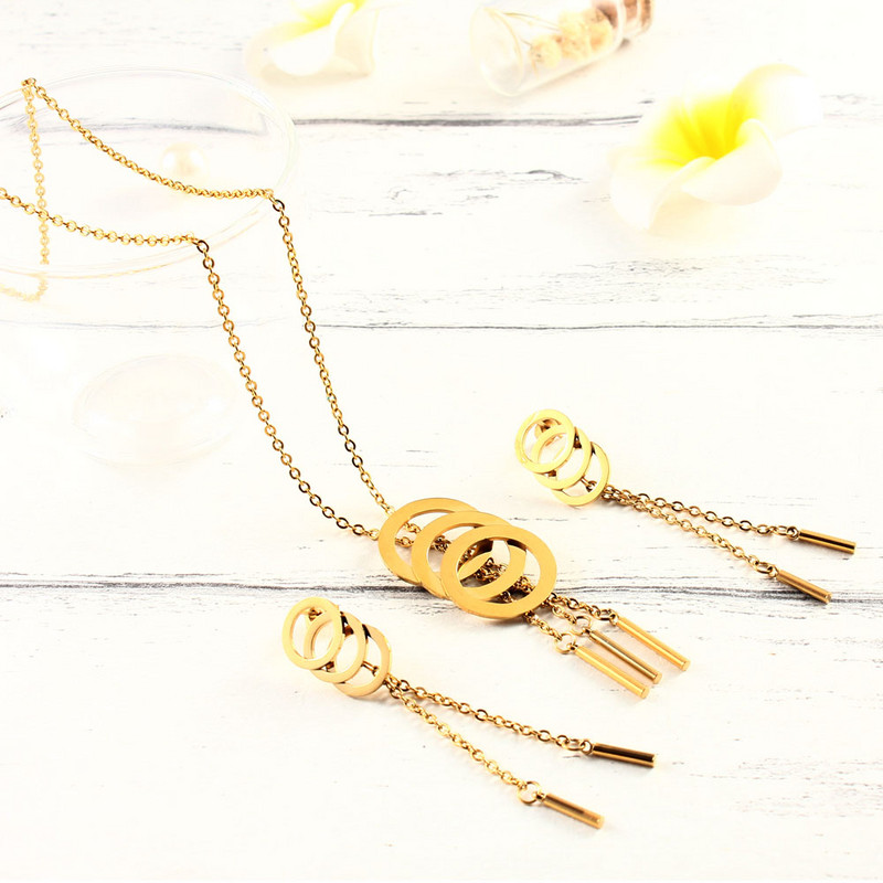 XUANHUA esküvői divat Bojt rozsdamentes acél ékszerkészletek nőknek Dubai Ékszerkészletek Kör esküvői ékszer ékszerek