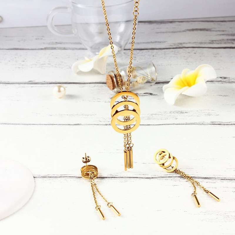 XUANHUA esküvői divat Bojt rozsdamentes acél ékszerkészletek nőknek Dubai Ékszerkészletek Kör esküvői ékszer ékszerek