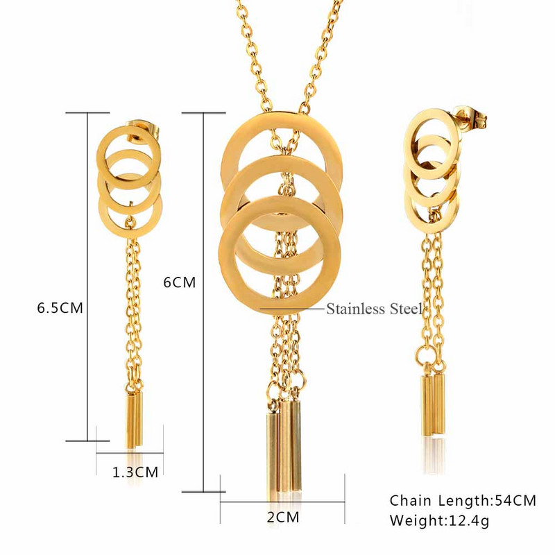 XUANHUA esküvői divat Bojt rozsdamentes acél ékszerkészletek nőknek Dubai Ékszerkészletek Kör esküvői ékszer ékszerek