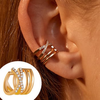 Punk Metal Zircon Ear Cuff Ear Clip για γυναίκες Χωρίς τρύπημα Σχήμα C Γεωμετρικό μικρό Earcuff Ear Wrap Earcuff Clips Κοσμήματα