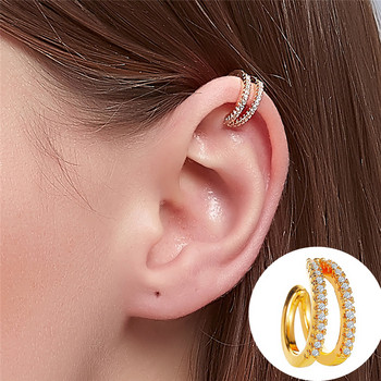 Punk Metal Zircon Ear Cuff Ear Clip για γυναίκες Χωρίς τρύπημα Σχήμα C Γεωμετρικό μικρό Earcuff Ear Wrap Earcuff Clips Κοσμήματα