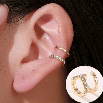 Punk Metal Zircon Ureche Manșetă Clip de ureche pentru femei Fără străpuns în formă de C Geometric Earcuff Ureche Wrap Clips de ureche Bijuterii