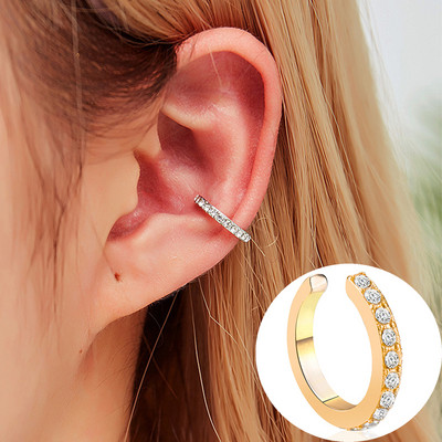 Punk Metal Zircon Ureche Manșetă Clip de ureche pentru femei Fără străpuns în formă de C Geometric Earcuff Ureche Wrap Clips de ureche Bijuterii