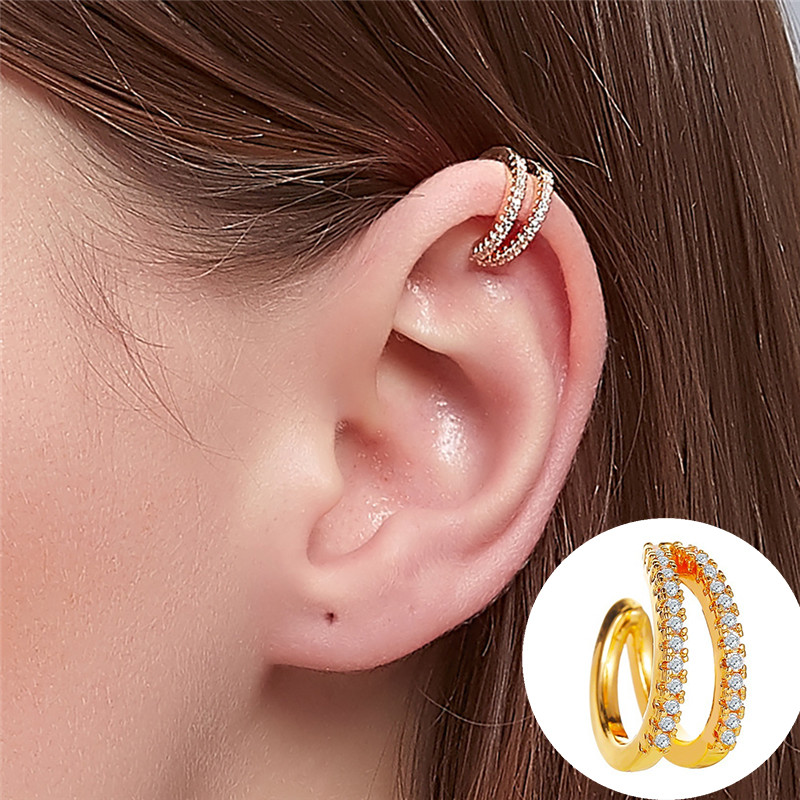 Punk Metal Zircon Ureche Manșetă Clip de ureche pentru femei Fără străpuns în formă de C Geometric Earcuff Ureche Wrap Clips de ureche Bijuterii