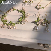 Bilandi 2022, noile tendințe de primăvară, seturi de bijuterii populare, oferta caldă, cercei cu flori, colier, brățară, Seria verde, accesorii de modă