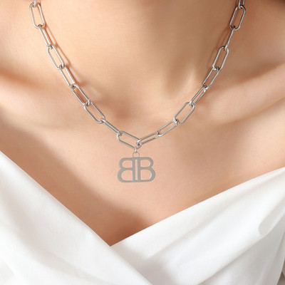 Francia INS dupla B betűs vastag láncú nyaklánc fülbevaló nőknek divatos rozsdamentes acél 18K aranyozott ékszer ajándék