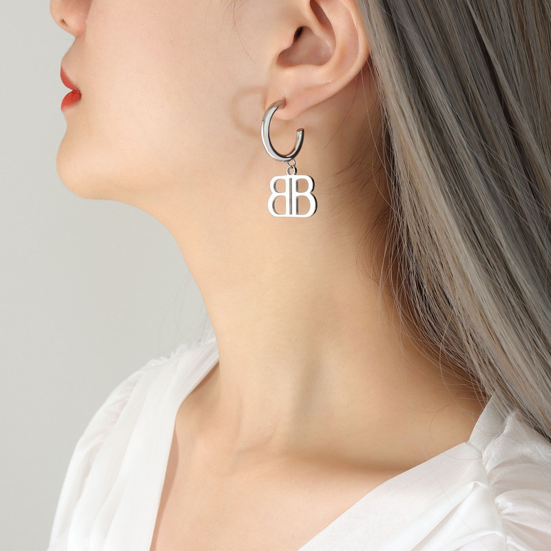 Francia INS dupla B betűs vastag láncú nyaklánc fülbevaló nőknek divatos rozsdamentes acél 18K aranyozott ékszer ajándék