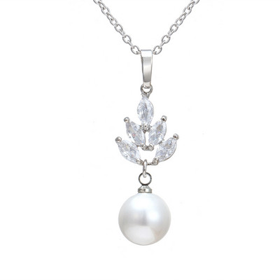 AMC Korea Pearl Stud fülbevaló nyaklánc szett cirkon ékszer szett ezüst színű menyasszonyi esküvői kiegészítők Ajándékok nőknek