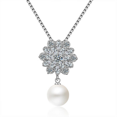 AMC Korea Pearl Stud fülbevaló nyaklánc szett cirkon ékszer szett ezüst színű menyasszonyi esküvői kiegészítők Ajándékok nőknek