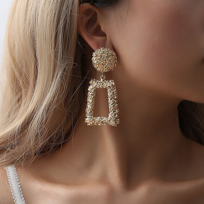 2019 m. vintažiniai auskarai dideli moterims. Geometriniai metaliniai pakabukai auskarai, madingi papuošalai