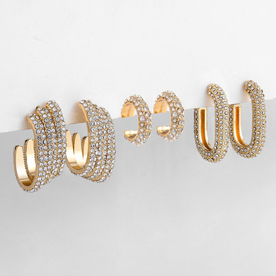 3 pár kreatív arany színű geometriai szabálytalan kalapált fülbevaló vintage csavart kubai lánc karika fülbevaló készlet női ékszerekhez