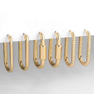 3 pár kreatív arany színű geometriai szabálytalan kalapált fülbevaló vintage csavart kubai lánc karika fülbevaló készlet női ékszerekhez