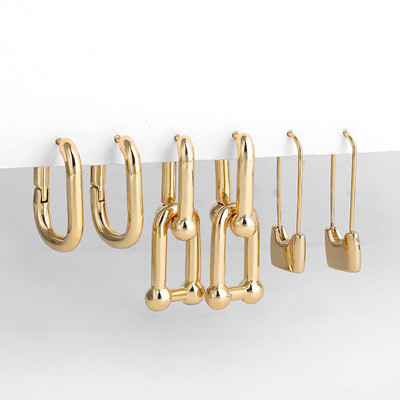 3 pár kreatív arany színű geometriai szabálytalan kalapált fülbevaló vintage csavart kubai lánc karika fülbevaló készlet női ékszerekhez