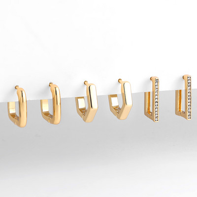 3 pár kreatív arany színű geometriai szabálytalan kalapált fülbevaló vintage csavart kubai lánc karika fülbevaló készlet női ékszerekhez