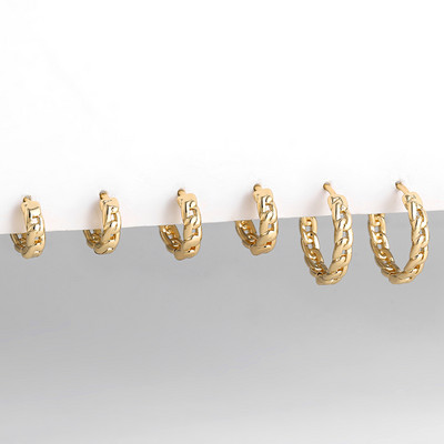 3 pár kreatív arany színű geometriai szabálytalan kalapált fülbevaló vintage csavart kubai lánc karika fülbevaló készlet női ékszerekhez