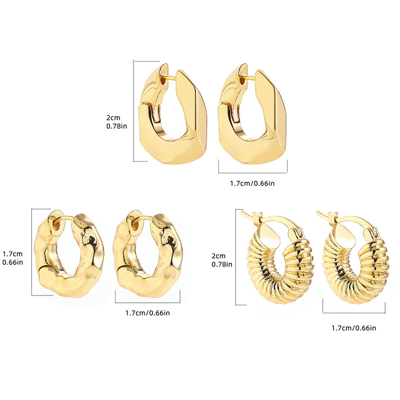3 pár kreatív arany színű geometriai szabálytalan kalapált fülbevaló vintage csavart kubai lánc karika fülbevaló készlet női ékszerekhez