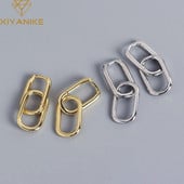 XIYANIKE Cercei cu cerc cu doi ovali în formă de O, de culoare argintie, geometrice, pentru femei, de modă simplă, detașabile, accesorii, cadou