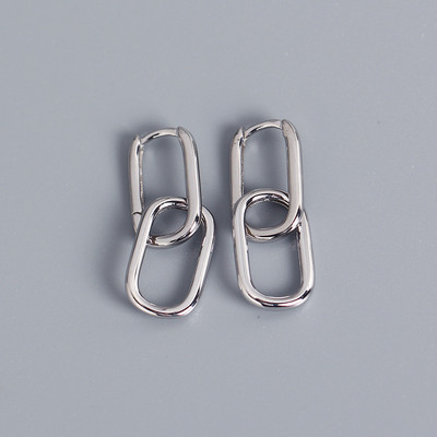 XIYANIKE Cercei cu cerc cu doi ovali în formă de O, de culoare argintie, geometrice, pentru femei, de modă simplă, detașabile, accesorii, cadou