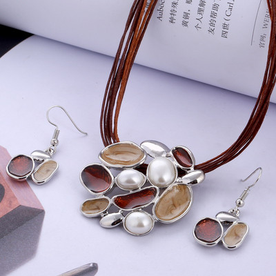 ZOSHI odinių virvių papuošalų rinkiniai moterims emalio laumžirgio pakabukų karolių auskarų rinkiniai Vestuvinių nuotakų papuošalų rinkiniai