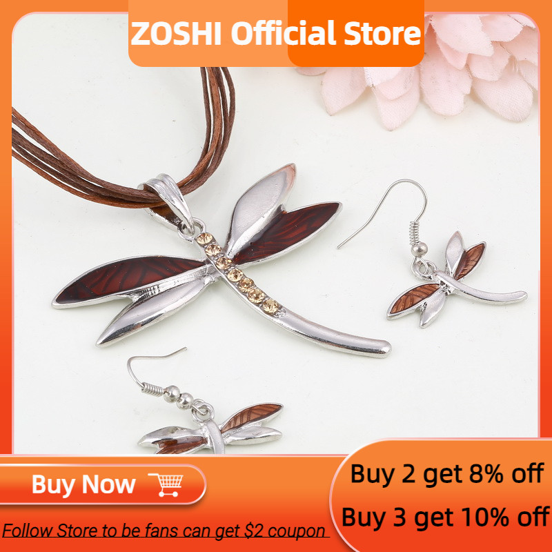 ZOSHI odinių virvių papuošalų rinkiniai moterims emalio laumžirgio pakabukų karolių auskarų rinkiniai Vestuvinių nuotakų papuošalų rinkiniai