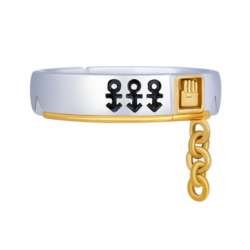 Anime JoJo keistų nuotykių žiedai Kujo Jotaro Cosplay papuošalai aksesuarai žiedas metalinis reguliuojamas unisex dovana