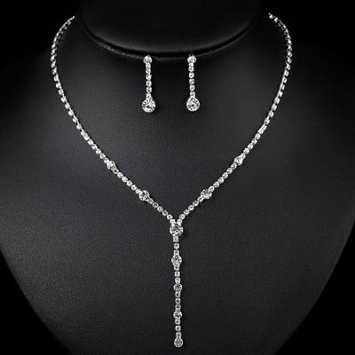 BLIJERY divatos koszorúslány menyasszonyi ékszer készletek nőknek strassz kristály nyaklánc fülbevaló szettek bál esküvői ékszer szettek