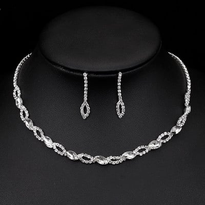 BLIJERY divatos koszorúslány menyasszonyi ékszer készletek nőknek strassz kristály nyaklánc fülbevaló szettek bál esküvői ékszer szettek