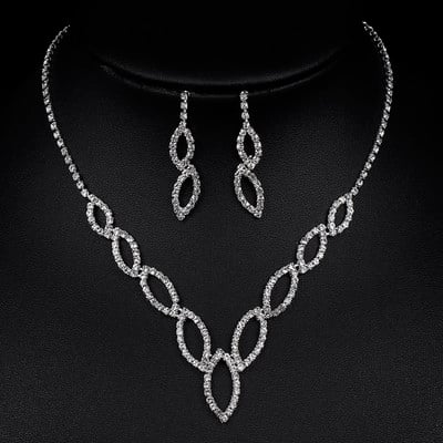 BLIJERY divatos koszorúslány menyasszonyi ékszer készletek nőknek strassz kristály nyaklánc fülbevaló szettek bál esküvői ékszer szettek