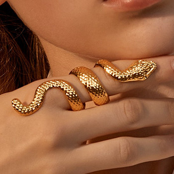 Винтидж пръстен със змия за жени Комплект готически пръстени Регулируем пръст Женски бижута Аксесоар