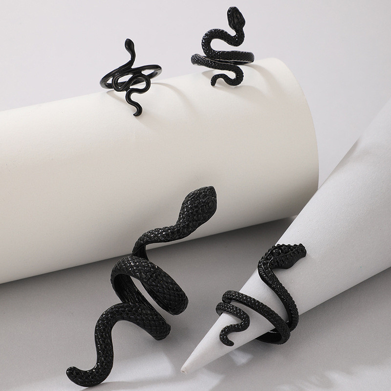 Senovinis gyvatės žiedas moterims gotikinių žiedų rinkinys reguliuojamo piršto moteriškų papuošalų aksesuaras